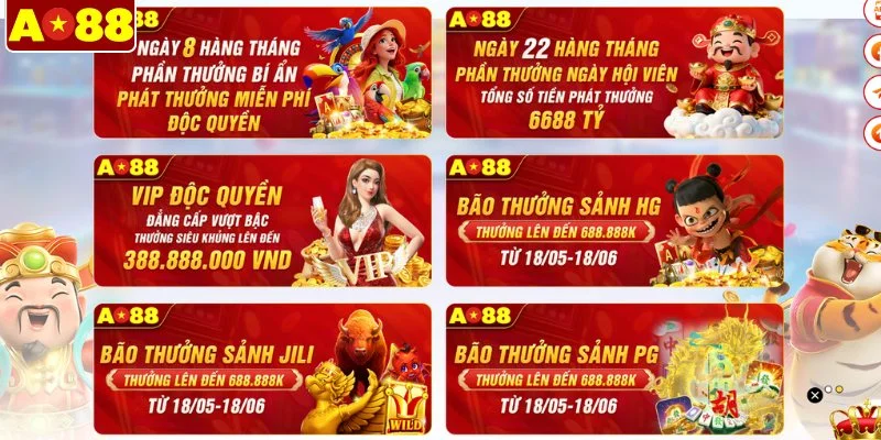 Danh sách những hoạt động khuyến mãi tại AO88